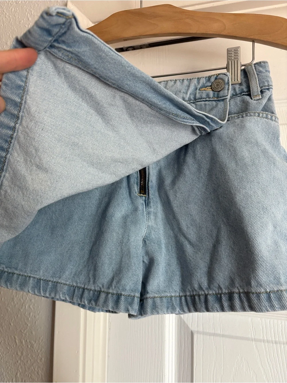 Gap Kids Girls Light Blue Denim Mini Skort Shorts Skirt
